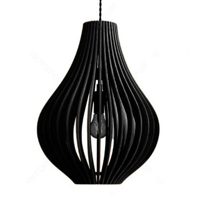 Luminária pendente Áustria em MDF, pret. Foto 1 do produto.