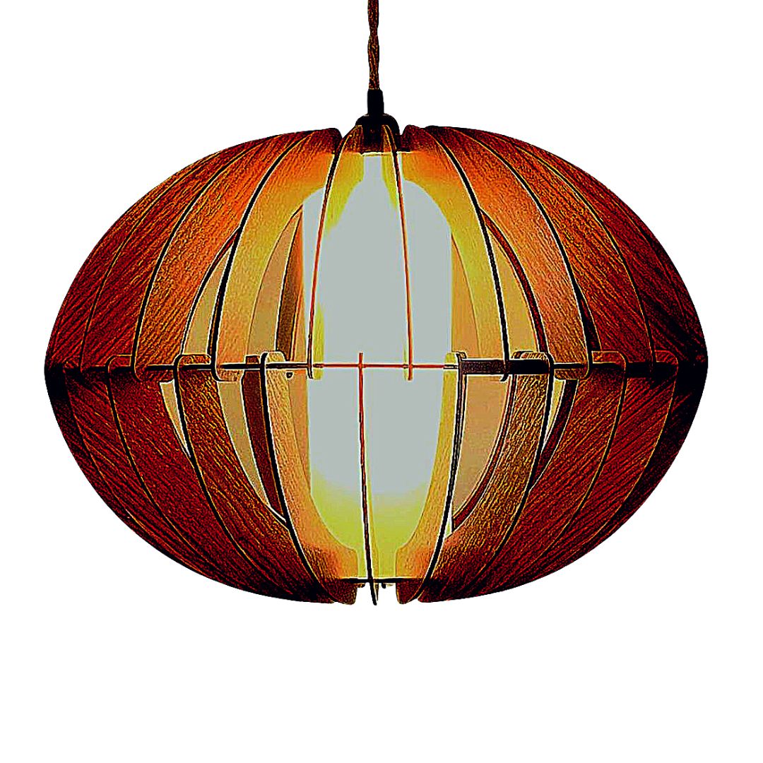 Luminária pendente Samara em MDF, Cor: Marrom. Foto 3 do produto.