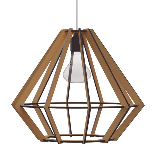 Luminária pendente Lampeão em MDF, Cor: Marrom. Foto 1 do produto.