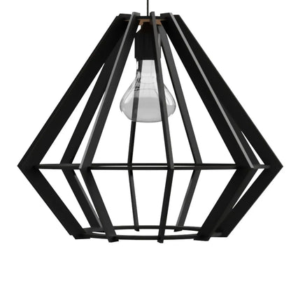 Luminária pendente Lampeão em MDF, Cor: Preto. Foto 1 do produto.
