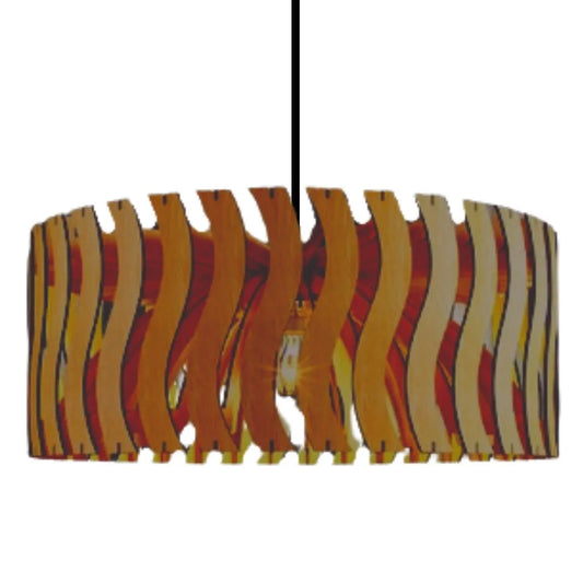 Luminária pendente Senna em MDF, formato de onda, Cor: M. Foto 1 do produto.