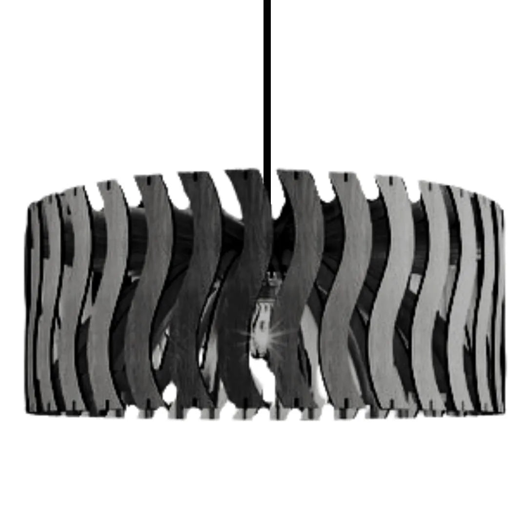 Luminária pendente Senna em MDF, formato de onda, Cor: P. Foto 1 do produto.