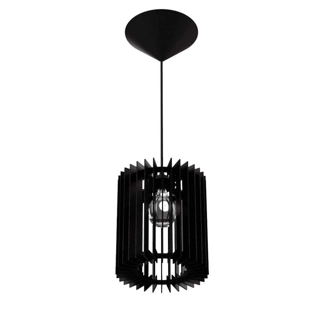 Luminária pendente Turmalina em MDF, Cor: Preto. Foto 1 do produto.