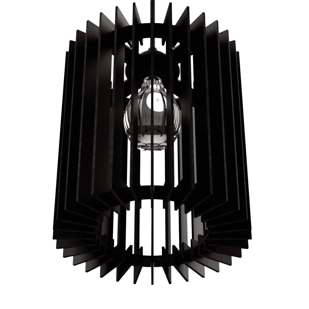 Luminária pendente Turmalina em MDF, Cor: Preto. Foto 2 do produto.