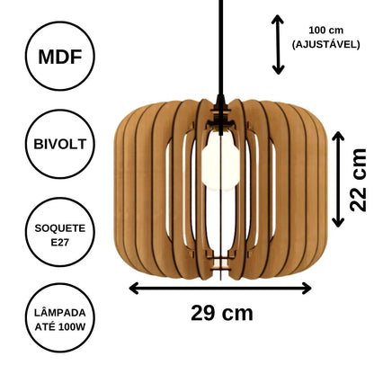 Luminária pendente Padua em MDF, Cor: Marrom. Foto 3 do produto.