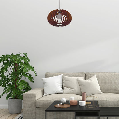 Luminária pendente Urano em MDF, Cor: Marrom. Foto 2 do produto.