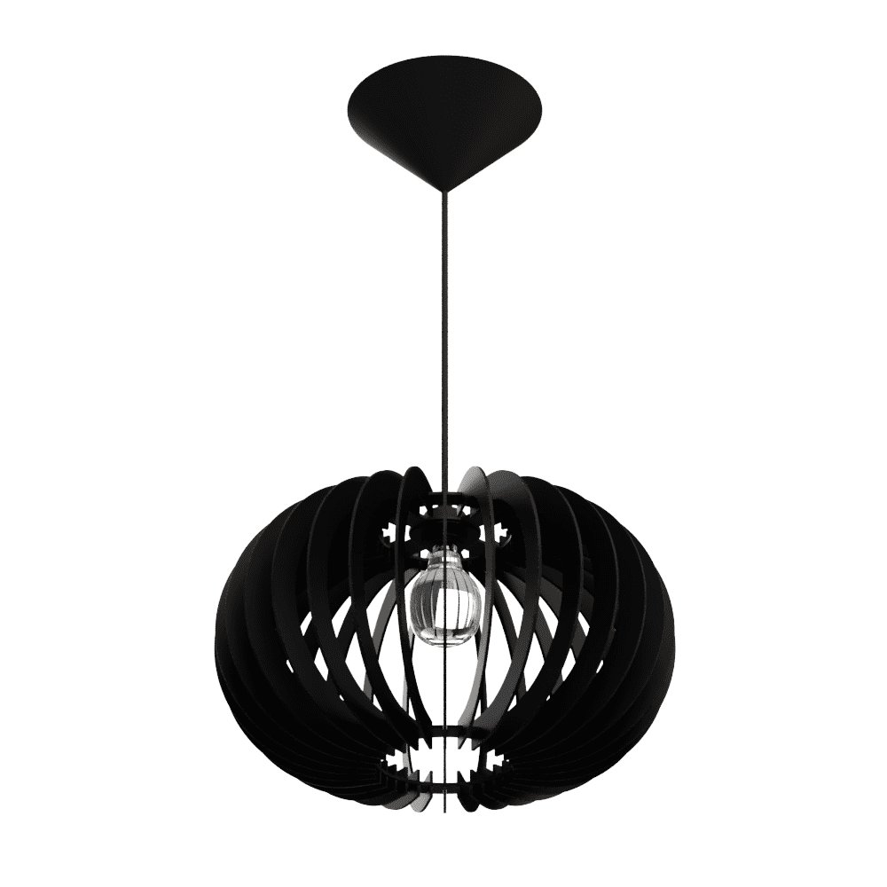 Luminária pendente Urano em MDF, Cor: Preto. Foto 1 do produto.
