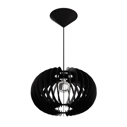 Luminária pendente Urano em MDF, Cor: Preto. Foto 1 do produto.