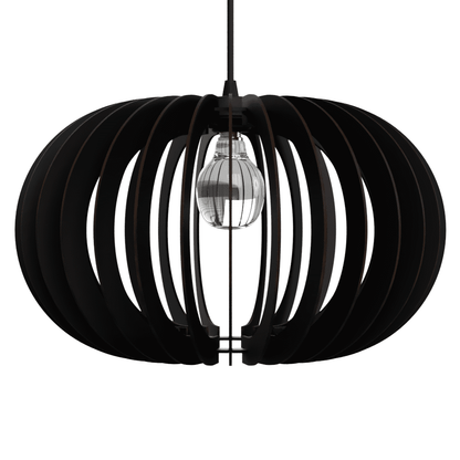 Luminária pendente Urano em MDF, Cor: Preto. Foto 2 do produto.