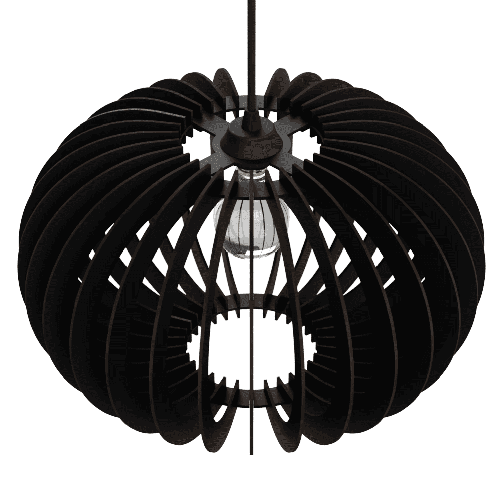 Luminária pendente Urano em MDF, Cor: Preto. Foto 3 do produto.