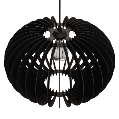 Luminária pendente Urano em MDF, Cor: Preto. Foto 3 do produto.