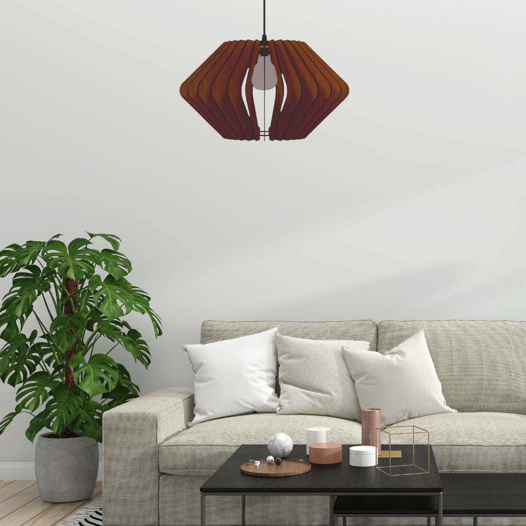 Luminária pendente Vinci em MDF, Cor: Marrom. Foto 2 do produto.