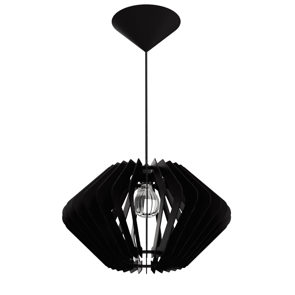 Luminária pendente Vinci em MDF, Cor: Preto. Foto 1 do produto.