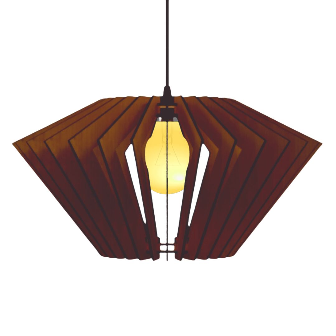 Luminária pendente Ornamental em MDF, Cor: Marro. Foto 1 do produto.