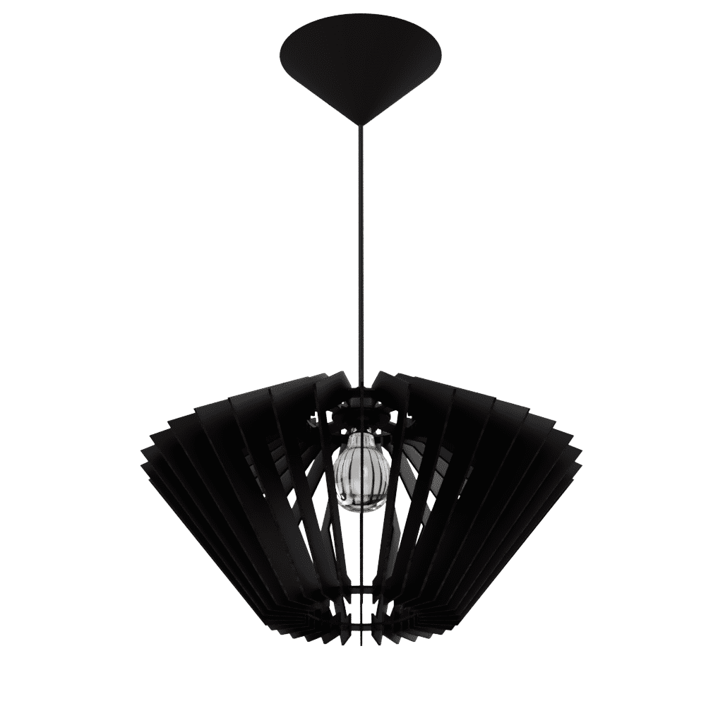 Luminária pendente Ornamental em MDF, Cor: Preto. Foto 1 do produto.