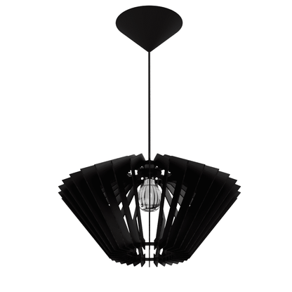 Luminária pendente Ornamental em MDF, Cor: Preto. Foto 1 do produto.