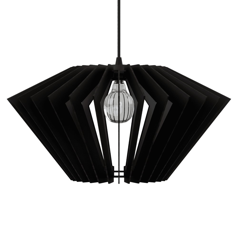 Luminária pendente Ornamental em MDF, Cor: Preto. Foto 2 do produto.