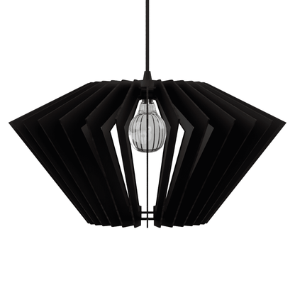Luminária pendente Ornamental em MDF, Cor: Preto. Foto 2 do produto.