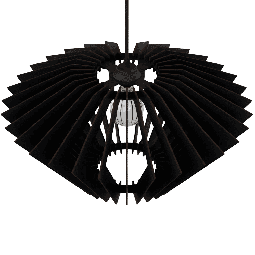Luminária pendente Ornamental em MDF, Cor: Preto. Foto 3 do produto.