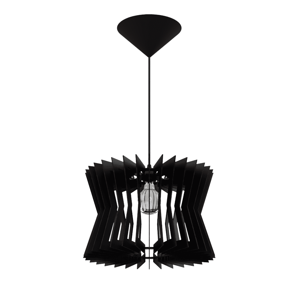 Luminária pendente Pamplona em MDF, Cor: Preto. Foto 1 do produto.