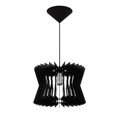 Luminária pendente Pamplona em MDF, Cor: Preto. Foto 1 do produto.