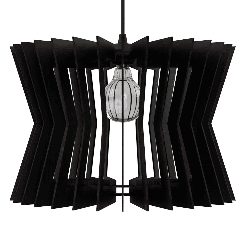 Luminária pendente Pamplona em MDF, Cor: Preto. Foto 2 do produto.
