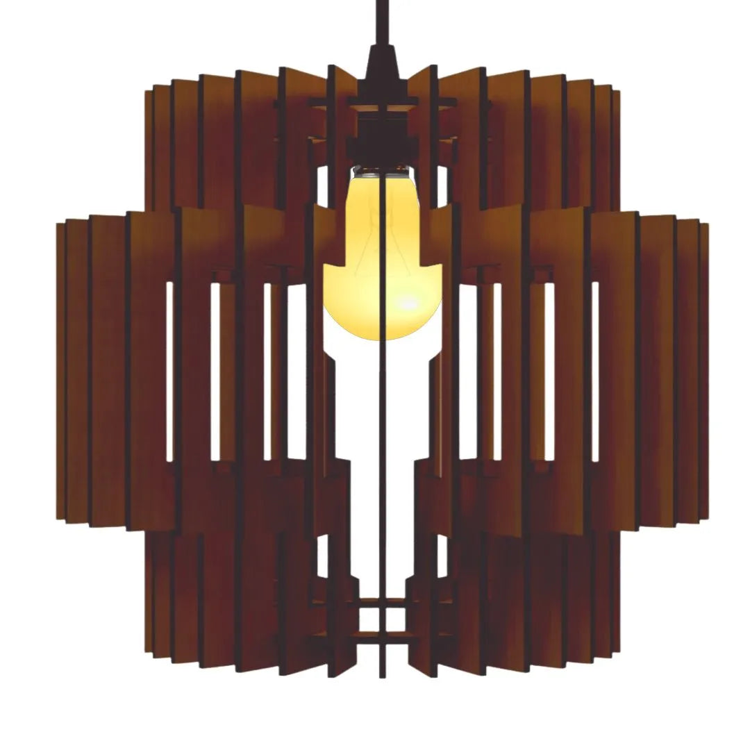 Luminária pendente Dallas em MDF, Cor: Marrom. Foto 1 do produto.