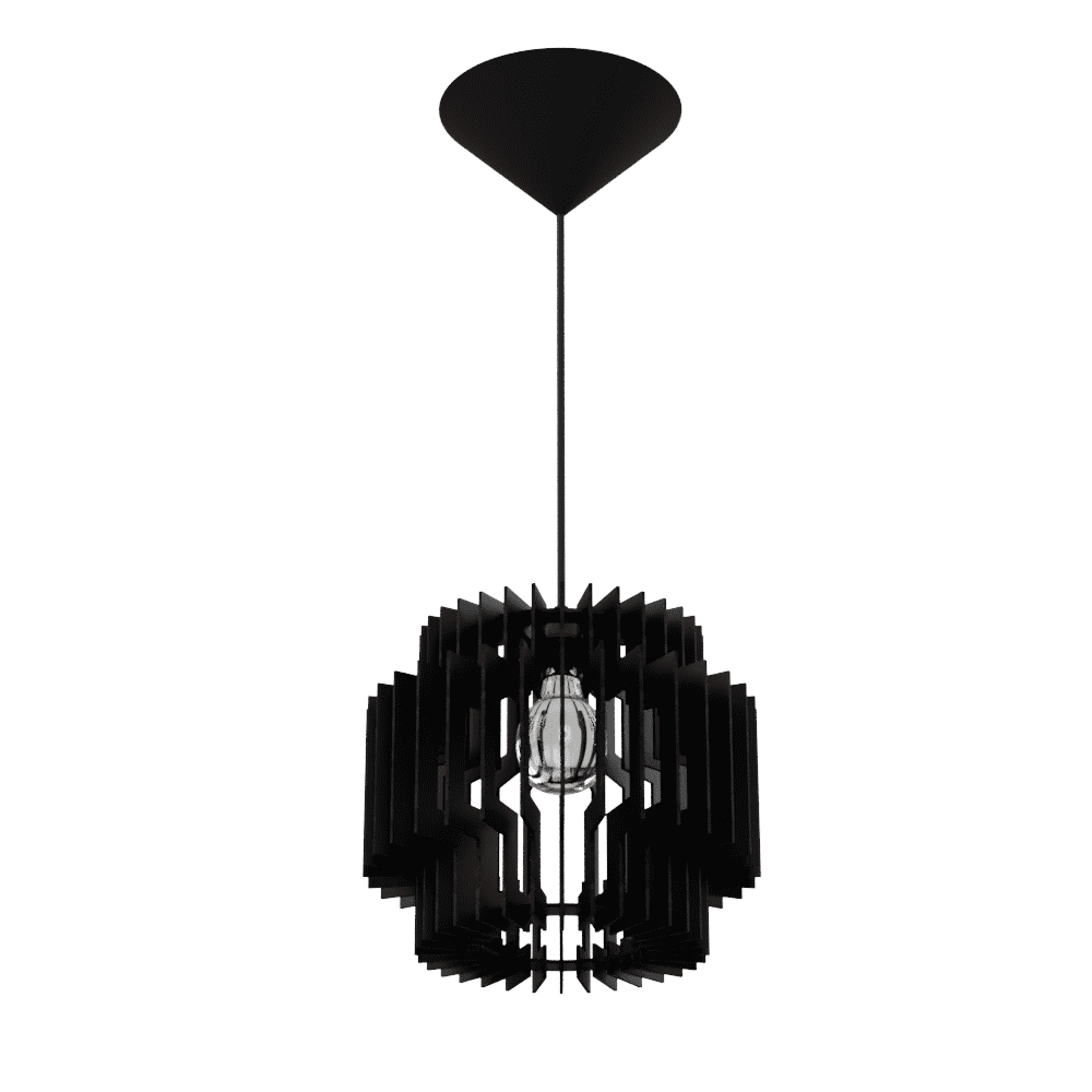 Luminária pendente Dallas em MDF, Cor: Preto. Foto 1 do produto.