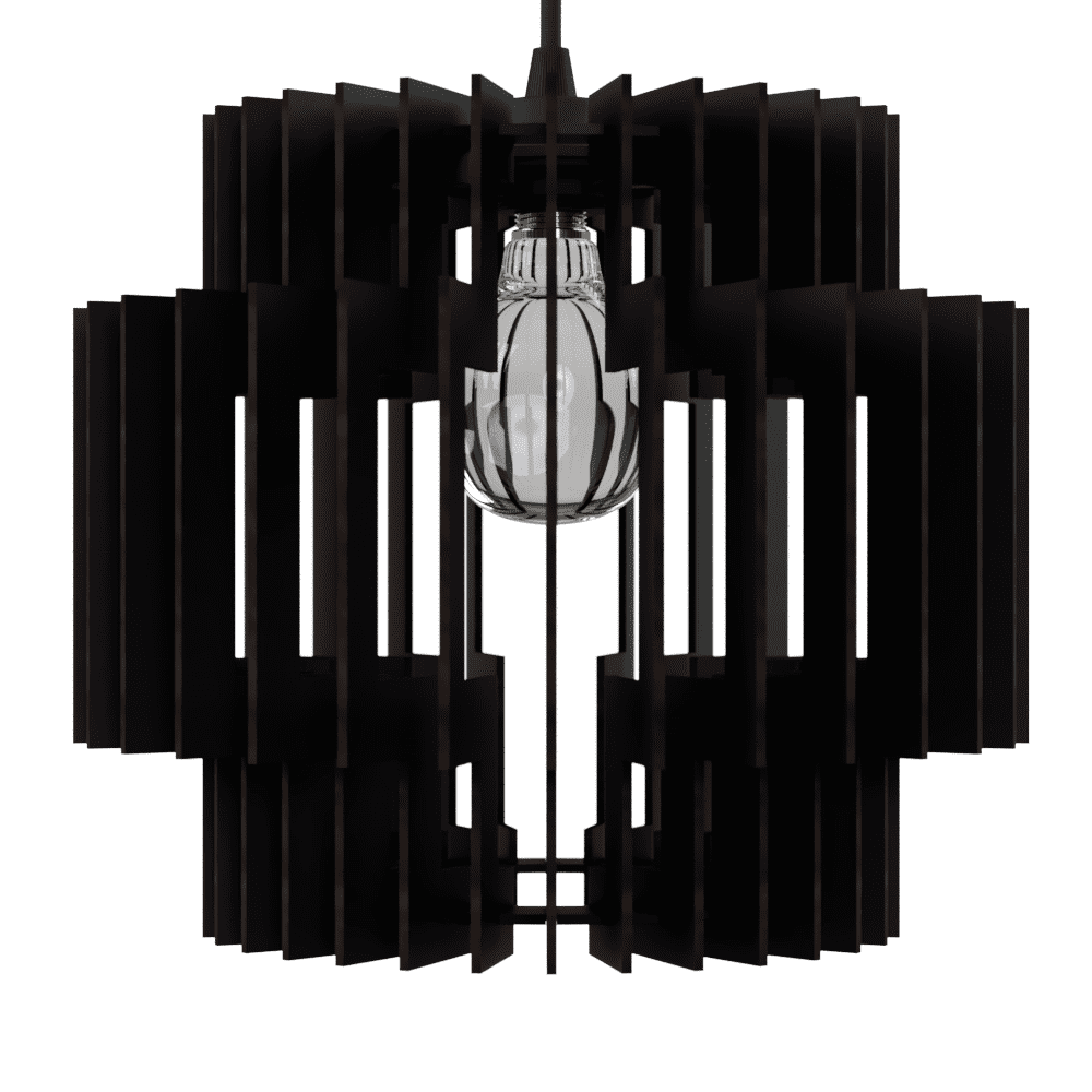 Luminária pendente Dallas em MDF, Cor: Preto. Foto 2 do produto.