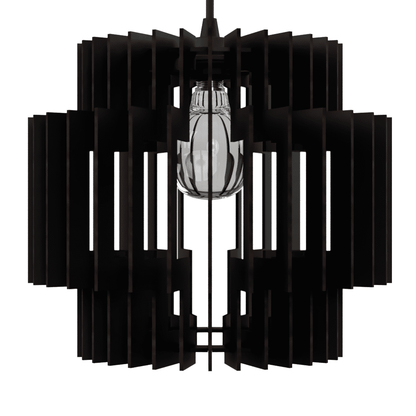 Luminária pendente Dallas em MDF, Cor: Preto. Foto 2 do produto.