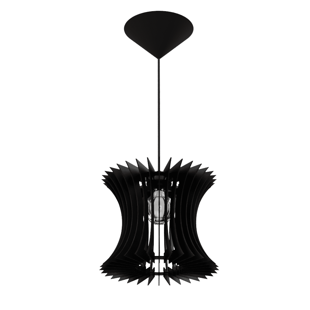 Luminária pendente Curva em MDF, Cor: Preto. Foto 1 do produto.