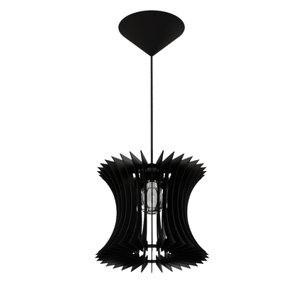 Luminária pendente Curva em MDF, Cor: Preto. Foto 1 do produto.