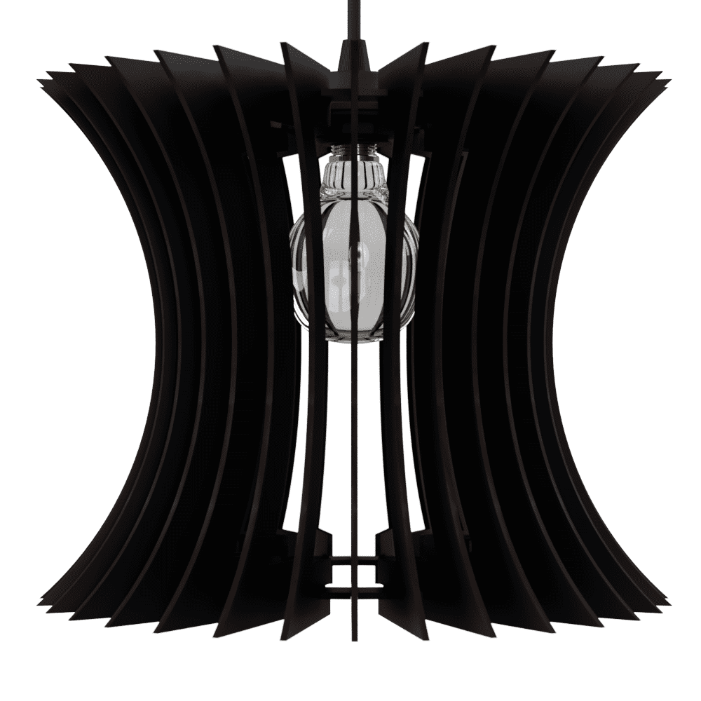 Luminária pendente Curva em MDF, Cor: Preto. Foto 3 do produto.