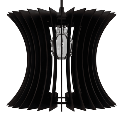 Luminária pendente Curva em MDF, Cor: Preto. Foto 3 do produto.