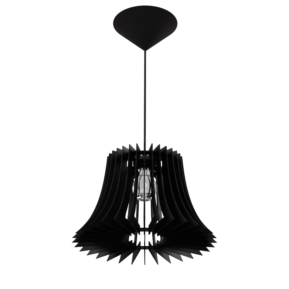 Luminária pendente Panamá em MDF, Cor: Preto. Foto 1 do produto.