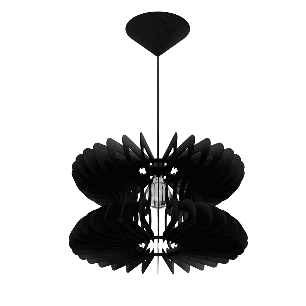 Luminária pendente Cobra em MDF, Cor: Preto. Foto 1 do produto.