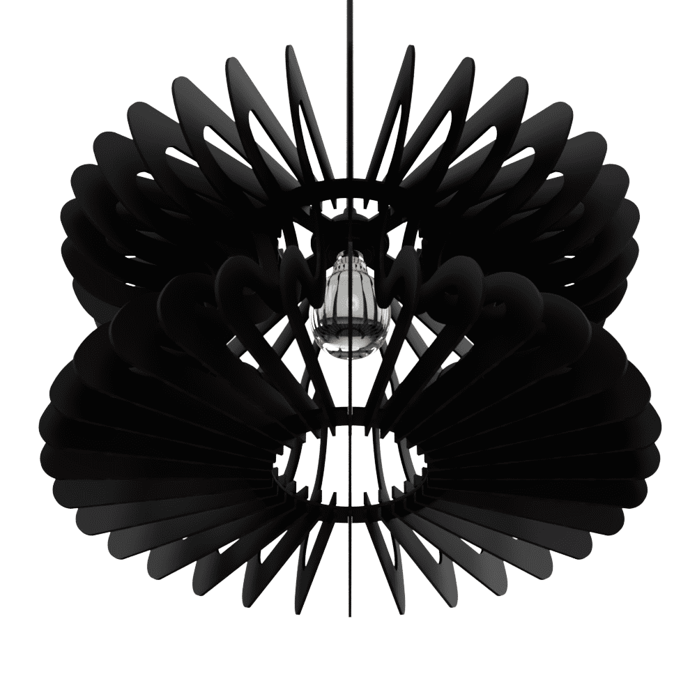 Luminária pendente Cobra em MDF, Cor: Preto. Foto 3 do produto.