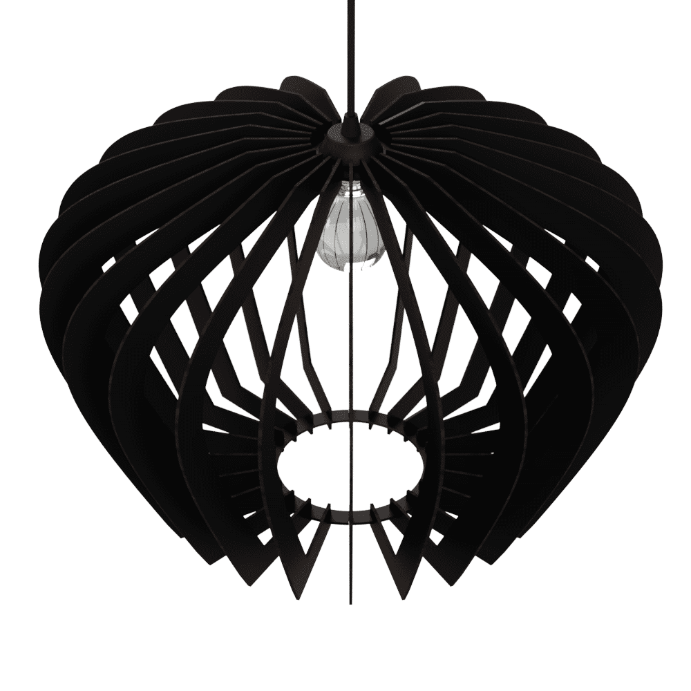 Luminária pendente Cali em MDF, Cor: Preto. Foto 2 do produto.