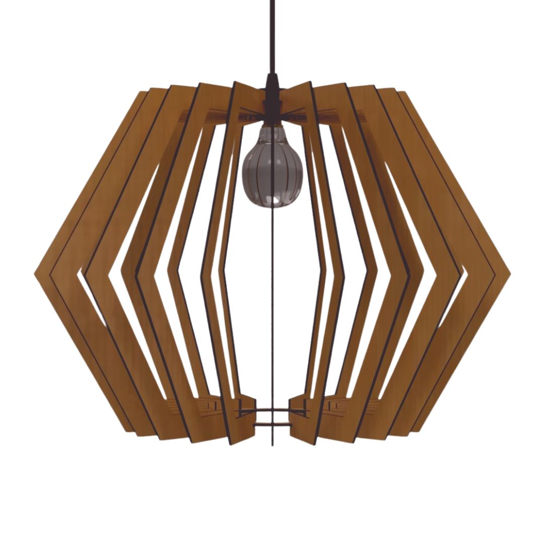 Luminária pendente Sidney em MDF, Cor: Marrom. Foto 1 do produto.