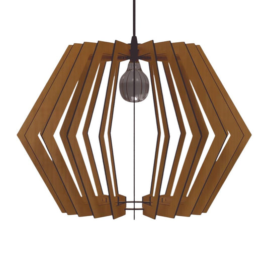 Luminária pendente Sidney em MDF, Cor: Marrom. Foto 1 do produto.