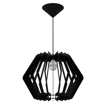 Luminária pendente Sidney em MDF, Cor: Preto. Foto 1 do produto.