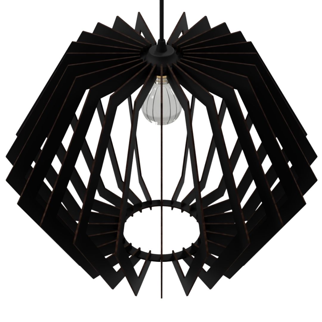 Luminária pendente Sidney em MDF, Cor: Preto. Foto 3 do produto.