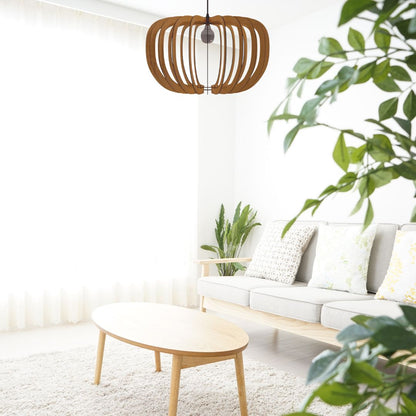 Luminária pendente Meduza em MDF, Cor: Marrom. Foto 2 do produto.