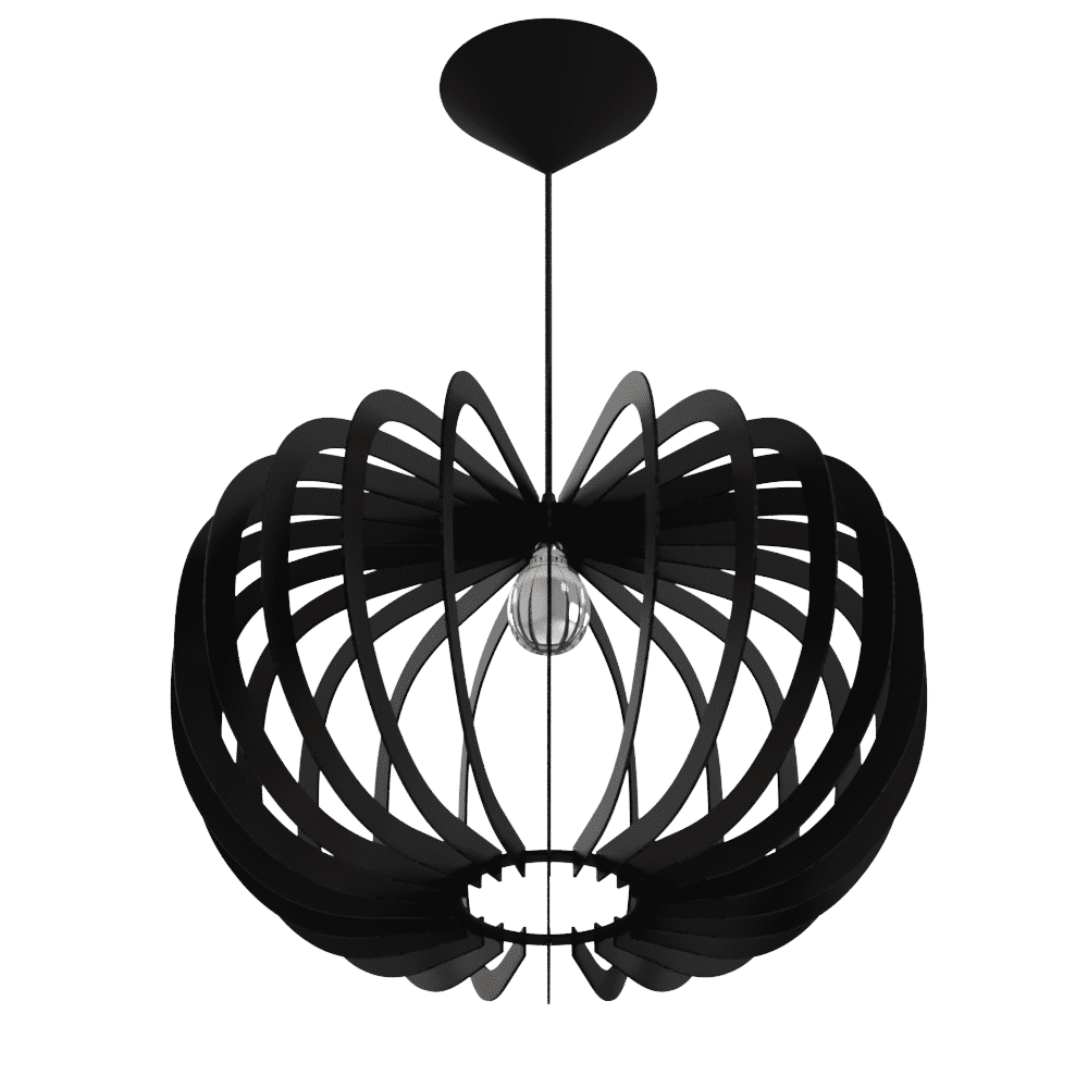 Luminária pendente Meduza em MDF, Cor: Preto. Foto 3 do produto.