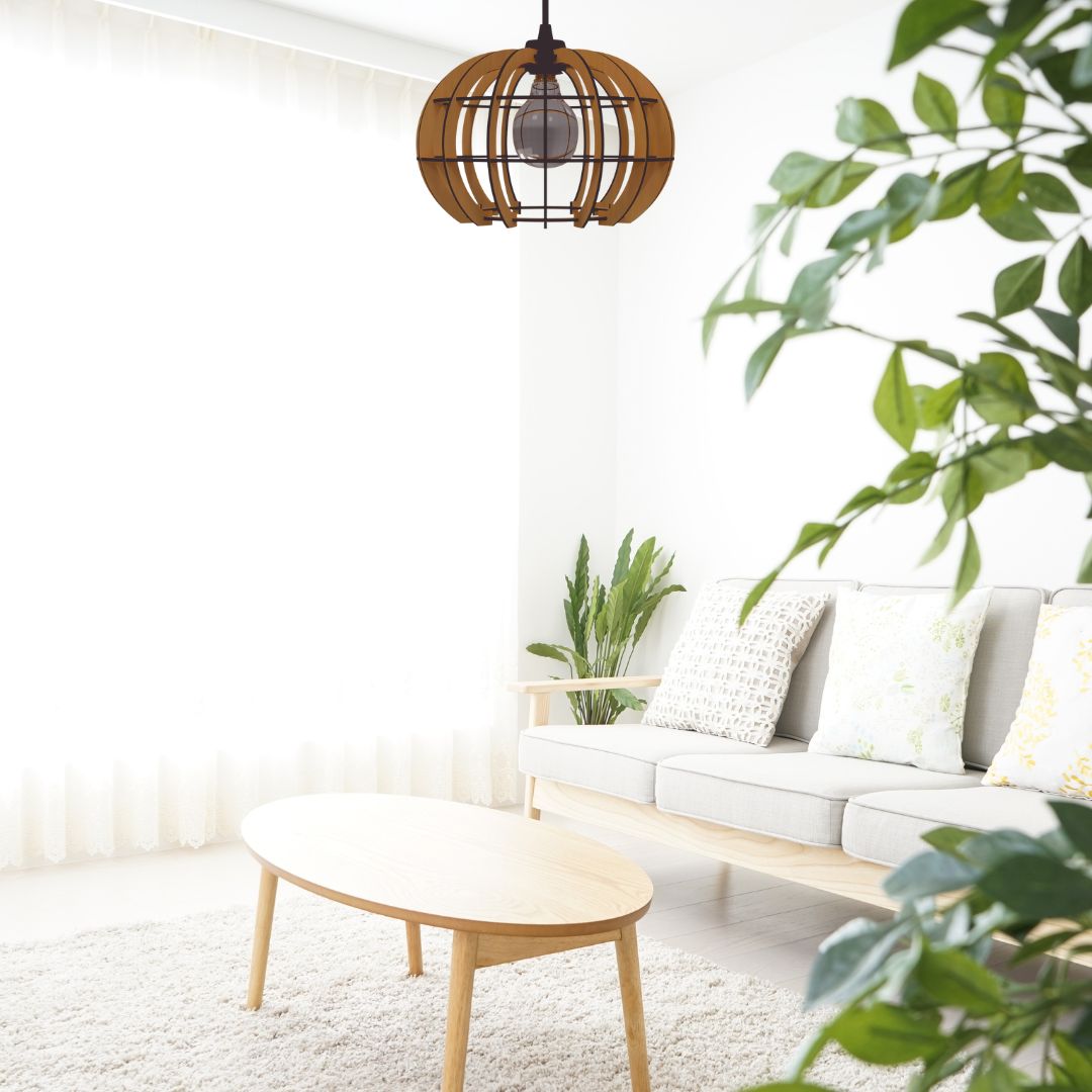 Luminária pendente Magnética em MDF, Cor: Marrom. Foto 2 do produto.