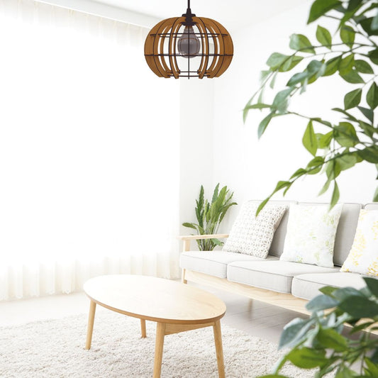 Luminária pendente Magnética em MDF, Cor: Marrom. Foto 2 do produto.