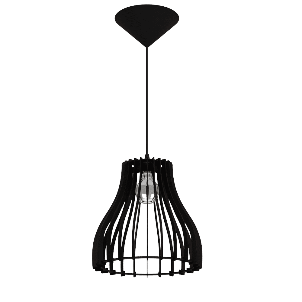 Luminária pendente Aquiles em MDF, Cor: Preto. Foto 2 do produto.
