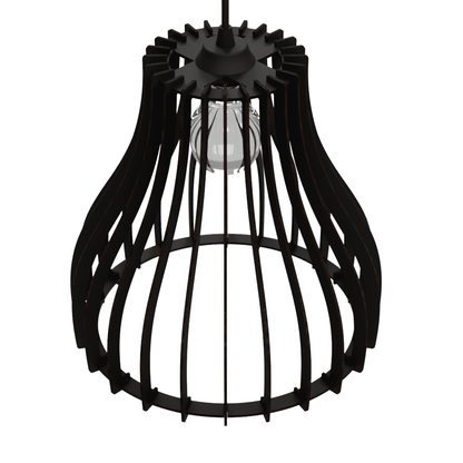Luminária pendente Aquiles em MDF, Cor: Preto. Foto 3 do produto.