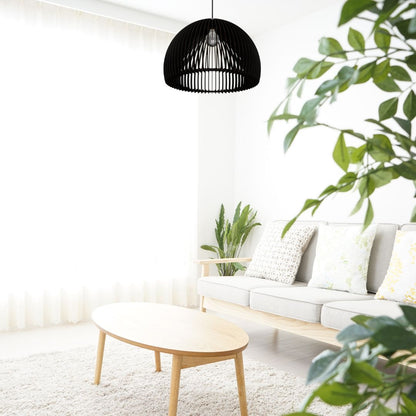 Luminária pendente Casablanca em MDF, Cor: Preto. Foto 2 do produto.