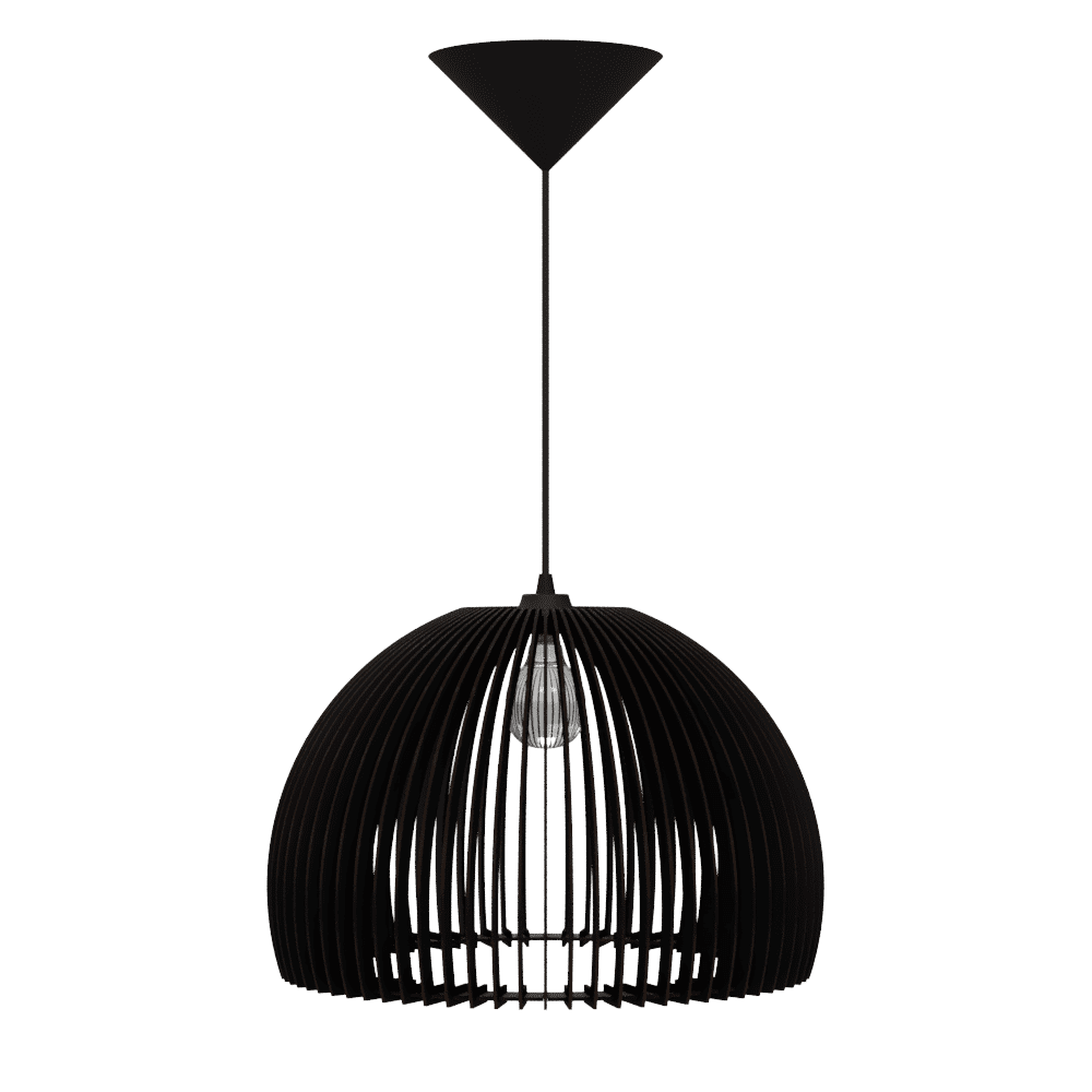 Luminária pendente Casablanca em MDF, Cor: Preto. Foto 3 do produto.